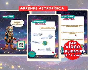 Zwaartekrachtwetenschappelijke activiteiten voor kinderen (in het Spaans) | Werkbladen ruimteplaneetvorming (digitale download)