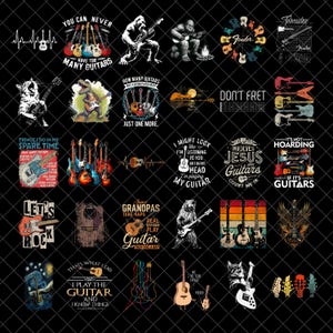 Funny Guitar Player PNG Bundle, Rock Music Sublimation, Cat Guitar Png, Grandpa Guitar Quote PNG, Vintage Music PNG