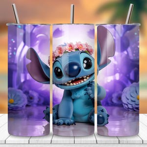 Cute Stitch 20oz Skinny Tumbler Wrap PNG | Projekt sublimacji z kreskówką plażową | Plik PNG w wysokiej rozdzielczości | Natychmiastowe pobieranie cyfrowe