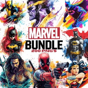 Marvel PNG Bundle | 200 Marvel Superhero Clipart Set | Digital Download for T-Shirts, Mugs & Crafts | Superhero PNGs for DIY Projects