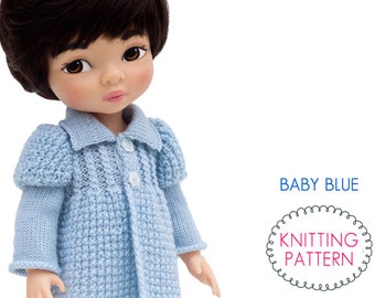 16 Inch Doll Clothes Knitting Pattern: Baby Blue Coat and Hat (Knitting Tutorial)