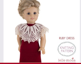 Doll Christmas Dress Knitting Pattern, 18 inch Dolls (PDF Pattern)