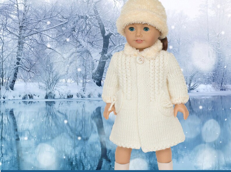 Winter Coat Knitting Pattern for 18 inch Dolls Girl Doll Coat Doll Coat Pattern-Winter Wonderland design-PDF File-Instant Download image 8