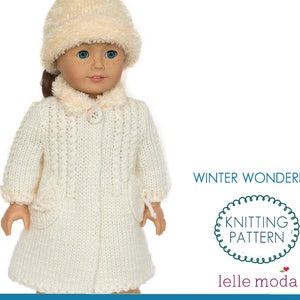 Winter Coat Knitting Pattern for 18 inch Dolls Girl Doll Coat Doll Coat Pattern-Winter Wonderland design-PDF File-Instant Download image 1