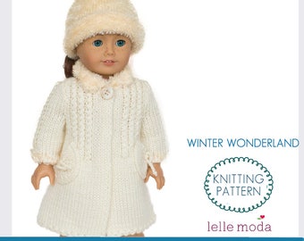 Winter Wonderland Doll Coat Knitting Pattern: A-Line Design (PDF File)