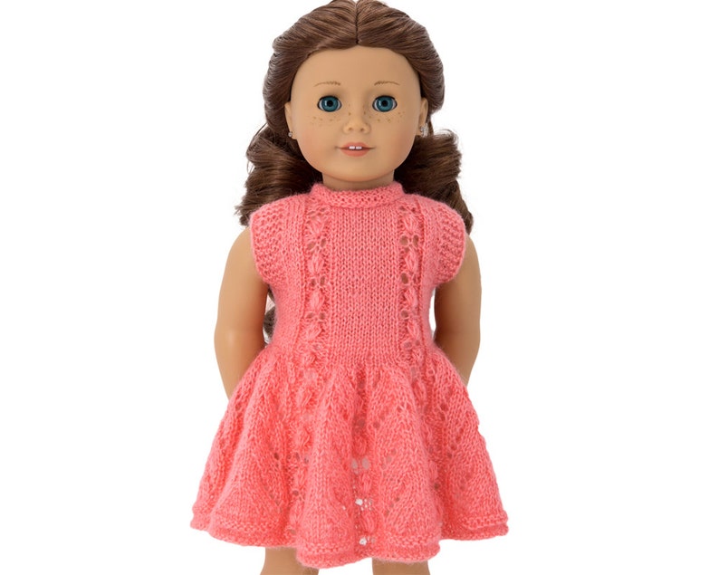 Doll Dress for 18 inch Doll Knitting Pattern-Lacy Dress For Girl Dolls-Summer Clothes for 8 inch Dolls-PDF File Download, image 2