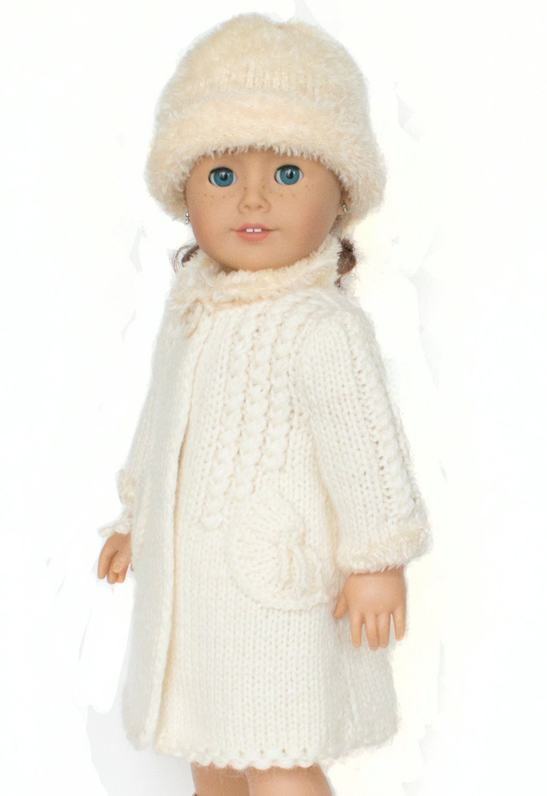 Winter Coat Knitting Pattern for 18 inch Dolls Girl Doll Coat Doll Coat Pattern-Winter Wonderland design-PDF File-Instant Download image 3