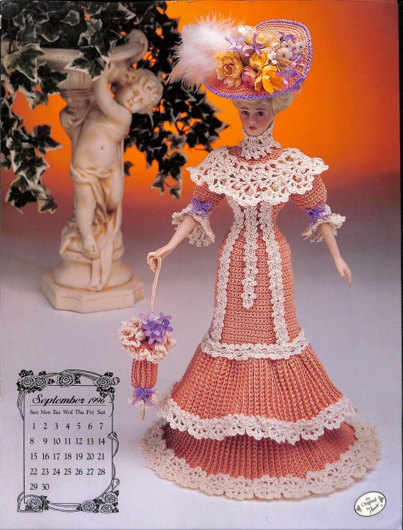 Annie's Calendar Bed Doll Society-1996 Collection-miss September 1996-crochet  Dress Pattern-edwardian Lady Collection-new-7 Pages - Etsy