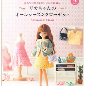 Crochet Patterns for 9&quot;/22cm Takara Licca Blythe Dolls-Doll Clothes Crochet Charts-All Seasons Clothes Designs-PDF File-Instant Download
