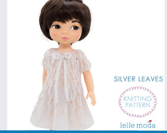 Lace Leaves Doll Dress Knitting Pattern for 16" Dolls (PDF Pattern)