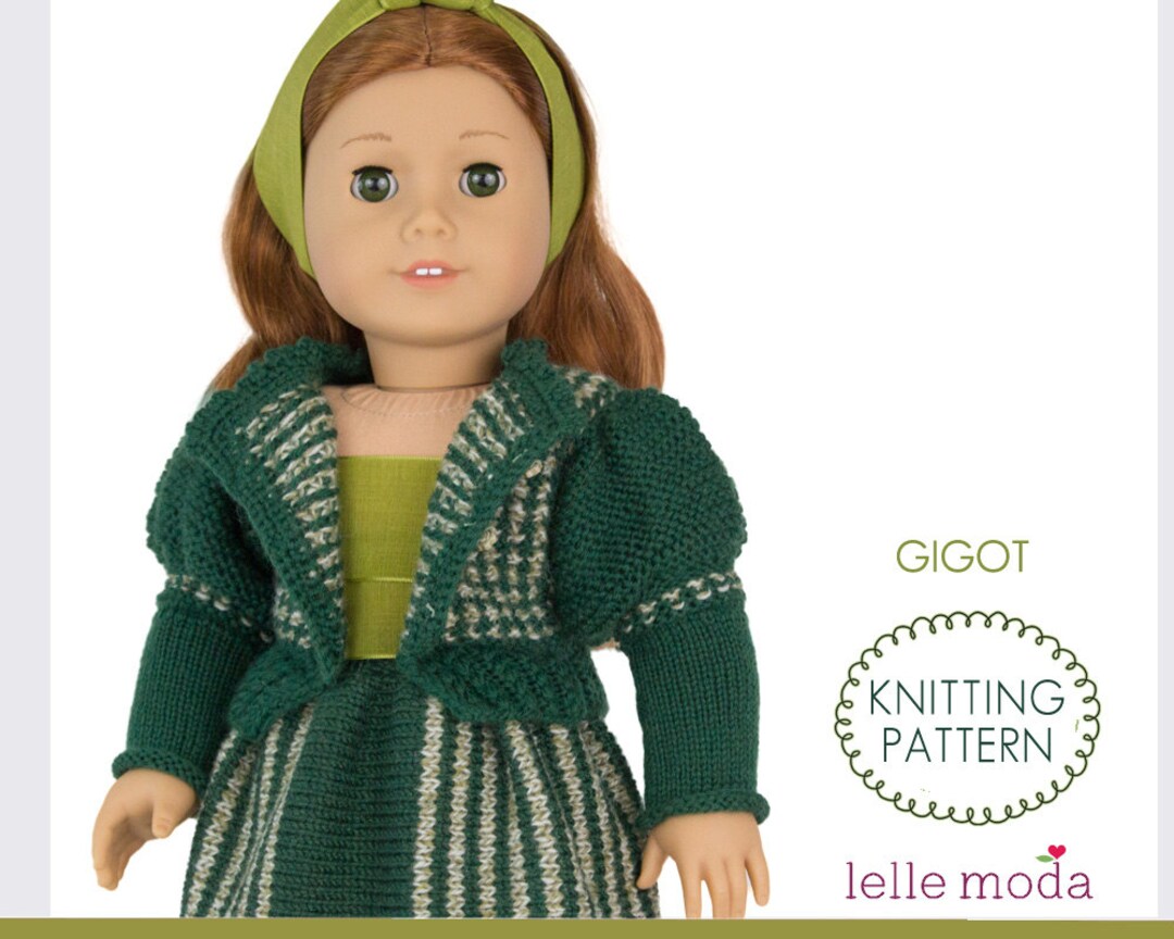 Knitting Pattern Vintage Outfit for 18 Inchd Girl Dolls Gigot Sleeve