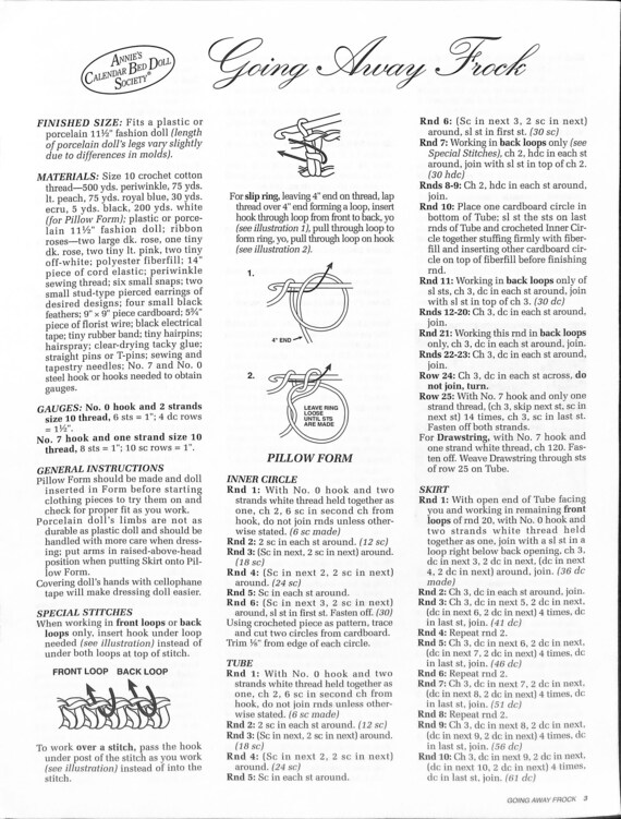 Annie's Calendar Bed Doll Society-1995 Collection-miss January 1995-crochet  Dress Pattern-turn of the Century Collection-new-7 Pages - Etsy