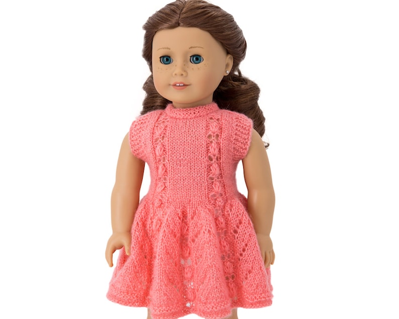 Doll Dress for 18 inch Doll Knitting Pattern-Lacy Dress For Girl Dolls-Summer Clothes for 8 inch Dolls-PDF File Download, image 3
