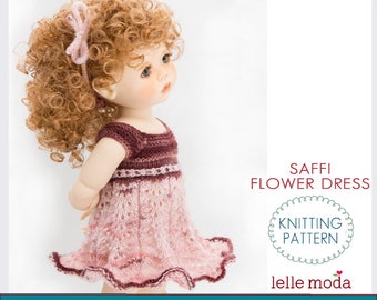 Summer Dress for 18 inch  Dolls- Knitting Pattern- Saffi Flower Dress- Lace Pattern- Fits Meadowdolls- BJD MSD Dolls- Fits Favorite 18" Doll