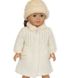 Winter Coat Knitting Pattern for 18 inch Dolls Girl Doll Coat Doll Coat Pattern-Winter Wonderland design-PDF File-Instant Download image 2