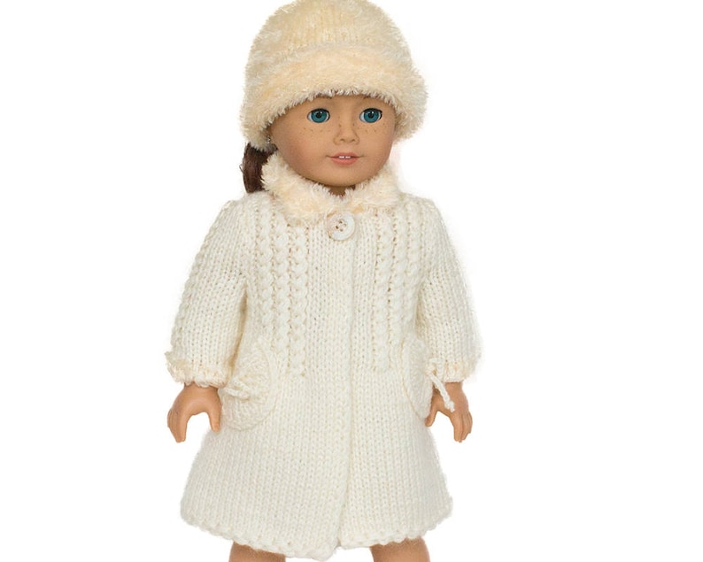 Winterjas breipatroon voor 18 inch poppen Girl Doll Coat Doll Coat Patroon-Winter Wonderland ontwerp-PDF-bestand-Instant Download afbeelding 2