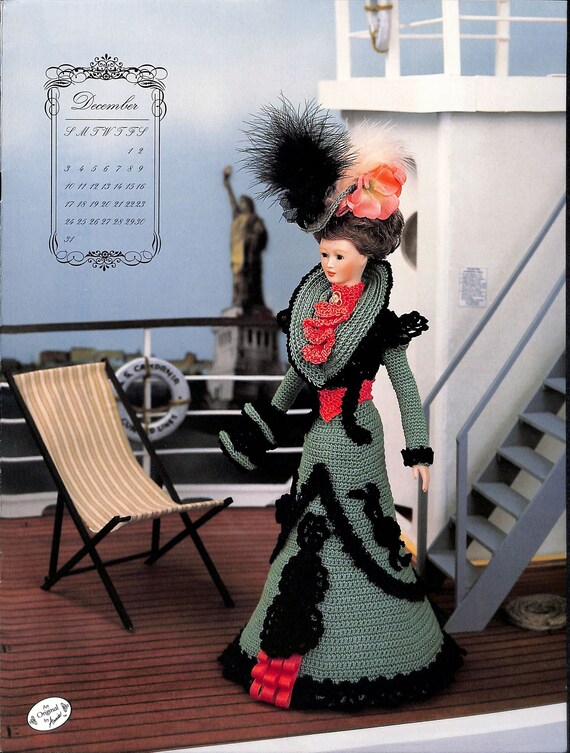 Annie's Calendar Bed Doll Society-1995 Collection-miss December 1995-crochet  Dress Pattern-turn of the Century Collection-new-7 Pages - Etsy