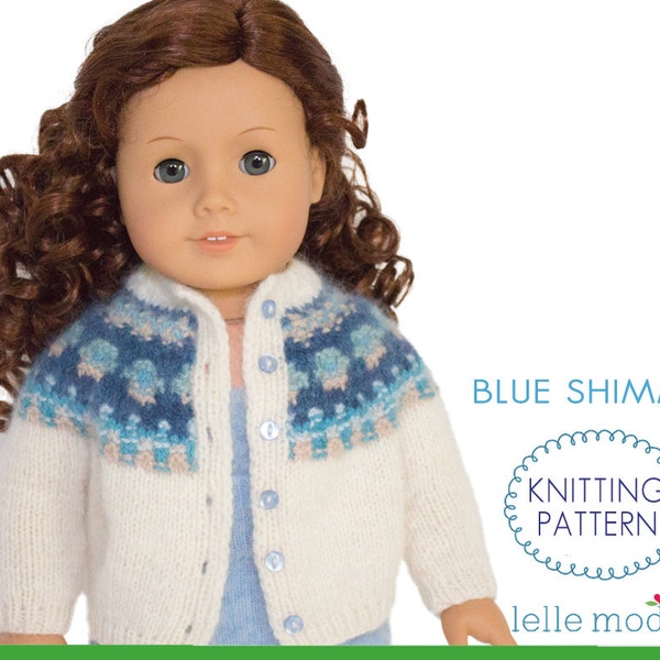 Bohus Cardigan for 18 inch Dolls fits fits American Doll Girl Doll Knitting Pattern with Original Bohus Fairisle Yoke