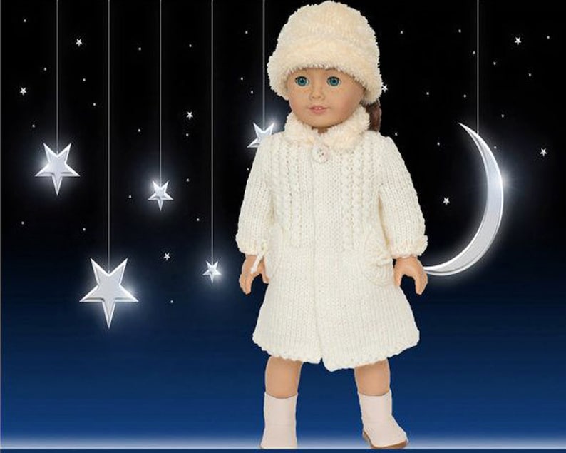 Winter Coat Knitting Pattern for 18 inch Dolls Girl Doll Coat Doll Coat Pattern-Winter Wonderland design-PDF File-Instant Download image 9