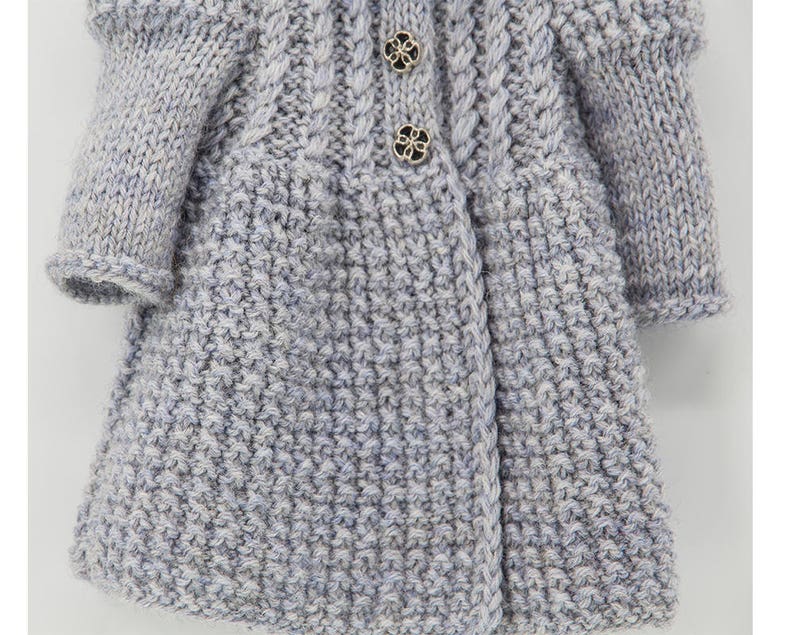Lady in Grey Stylish Knitted Coat and Hat for 18 inch dolls, Knitting Pattern, Doll Clothes Pattern, Fits Standard 18 inch dolls image 8