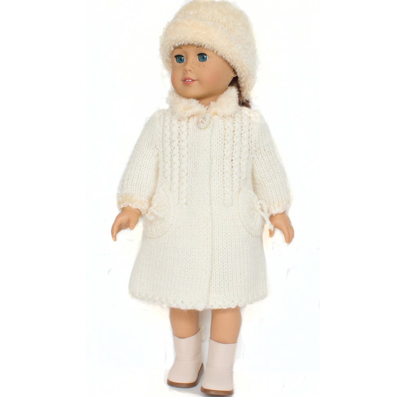 Winter Coat Knitting Pattern for 18 inch Dolls Girl Doll Coat Doll Coat Pattern-Winter Wonderland design-PDF File-Instant Download image 4