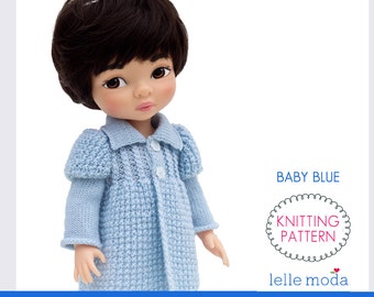 Knitting Pattern - 16 inch Doll Clothes Pattern -  Coat and Hat Pattern - Baby Blue  - Knitting Tutorial