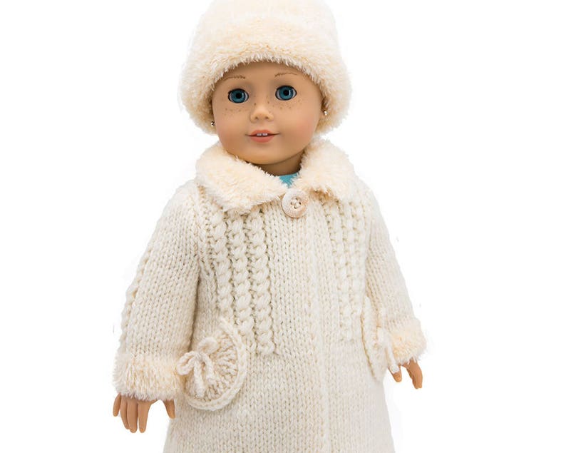 Winter Coat Knitting Pattern for 18 inch Dolls Girl Doll Coat Doll Coat Pattern-Winter Wonderland design-PDF File-Instant Download image 7
