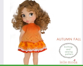 Fall Outfit for  16 inch for  dolls - Knitting and Sewing patterns combo