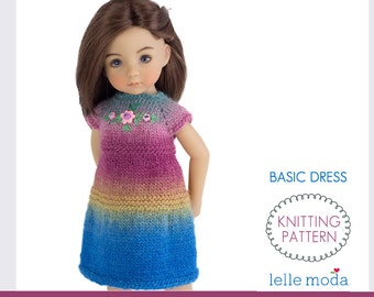 Basic Dress for 13"  Little Darling Dolls - Beginner Knitting Pattern - Doll Clothes, Easy to Knit - PDF file - Instant Download