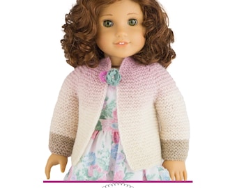Doll Cardigan Knitting Pattern: 18 Inch American Doll Clothes (PDF)