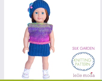 Set of clothes for popular 18 inch dolls like AG doll, 18 inch doll clothes Knitting Pattern,  Easy Beginner Pattern  for AG dolls