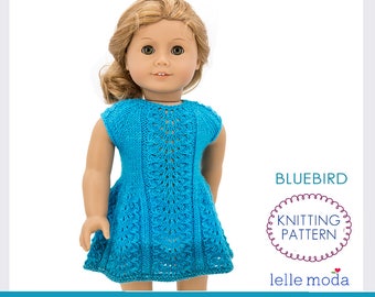 Bluebird Dress for 18 inch Dolls-Knitting Pattern- Clothes for 18 inch Doll-for MSD BJD  Saffi Doll-Lace Pattern-PDF file download