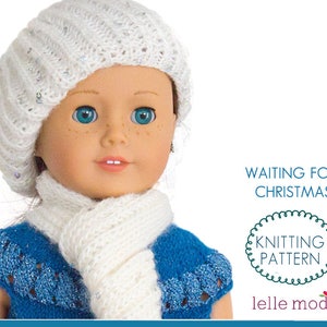 Winter Hat and Scarf Pattern for 18 inch  Girl Doll,  Doll Clothes and Clothing, Doll Accessories , PDF Instant Download