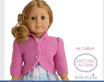 Pink Bolero Cardigan for  18 inch Dolls -  Doll Clothes - Knitting Pattern - Summer Cardigan - PDF File - Instant Download