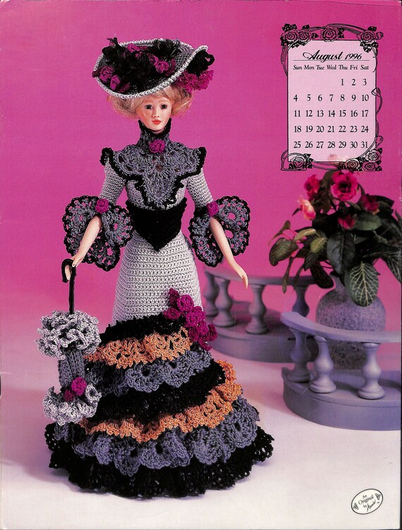 Annie's Calendar Bed Doll Society-1996 Collection-miss August 1996-crochet  Dress Pattern-edwardian Lady Collection-new-5 Pages - Etsy
