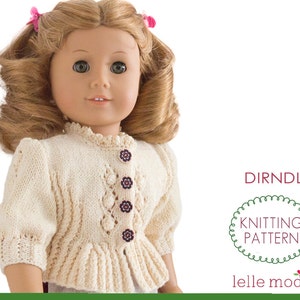 Dirndl Cardigan Knitting Pattern for 18 inch doll-Doll Knitted Clothes-Doll Folk Clothing-Bavarian Sweater for 18" dolls-PDF File Download