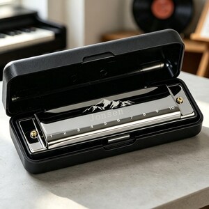 Harmonica personnalisé 10 trous en do majeur, harmonica diatonique en acier inoxydable pour débutant, cadeau pour musicien, cadeau pour témoins et enfants, cadeau gravé