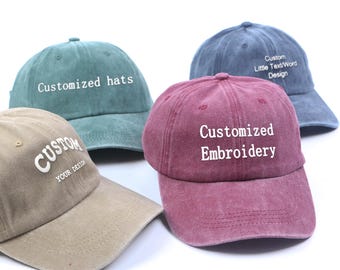 Personalized Embroidered Cotton Baseball Cap - Custom Text & Logo