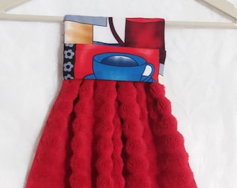 Hanging Kitchen Towel, Kitchen Hanging Towel, Oven Door Towel, Hand Towel, Red White and Blue Hanging Towel, Dishwasher Hanging Towel