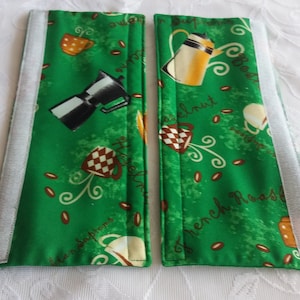 Refrigerator Handle Cover: Coffee Lovers Green Cotton Blend Kitchen Decor