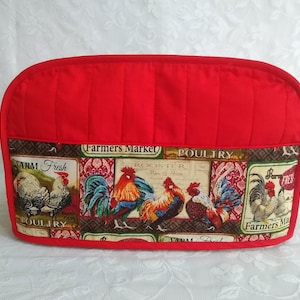 Toaster Cover 4 Slice With Rooster, Toaster Cover 2 Slice, Country Farmhouse Toaster Cover, Appliances Dust Cover Black, Gifts for Mothers