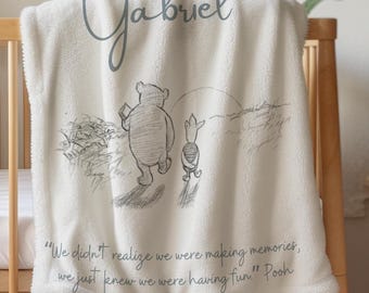 Personalized Winnie the Pooh Baby Blanket: Vintage Nursery Decor