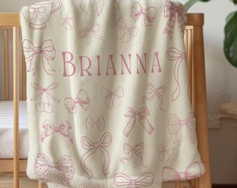 Personalized Vintage Baby Name Blanket couqette Baby Blanket Girl Custom Baby Blanket Nursery Decor Baby Shower Gift 1st Bday Baby Blanket