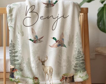 Vintage Woodland Nursery Decor Personalized Baby Blanket Gift for New Baby Boy Girl Blanket Baby Shower Gift Toddler Blanket Mallard Blanket