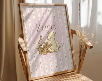 personalized WINNIE-The-POOH Nursery Wall Art Prints, Cottagecore Winnie The Pooh Decor, Baby Nursery Prints, Kids Room