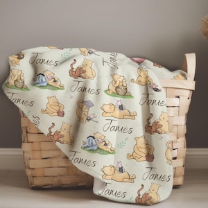 Vintage Winnie The Pooh Baby Decke Individuelle Name Baby Boy Decke Kinderzimmer Dekor Baby Mädchen Dusche Geschenk Pooh Decke 1