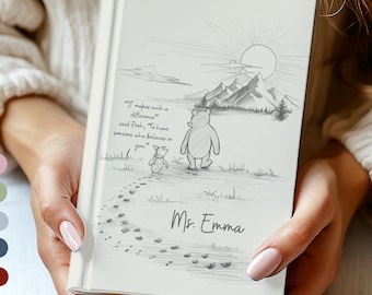 Notizbuch Planer Tagebuch Notizbuch Winnie the Pooh Cover Geburtstag Keyworker Coworker Geschenk für Lehrer