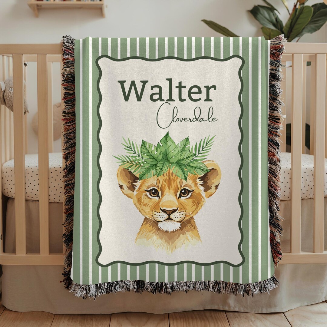 Personalized Lion Cub Baby Blanket, Safari Baby Blanket, Custom Name ...