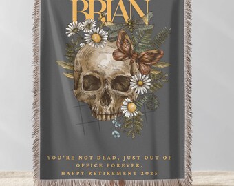 Personalized Retirement Blanket: Sarcastic Skull & Floral Gift