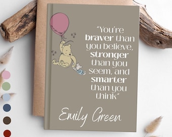 Personalised Notebook Back To School Gift Appriciation Planner Diary Notepad Winnie the Pooh Affirmation Kids Birthday Keyworker Custom Text
